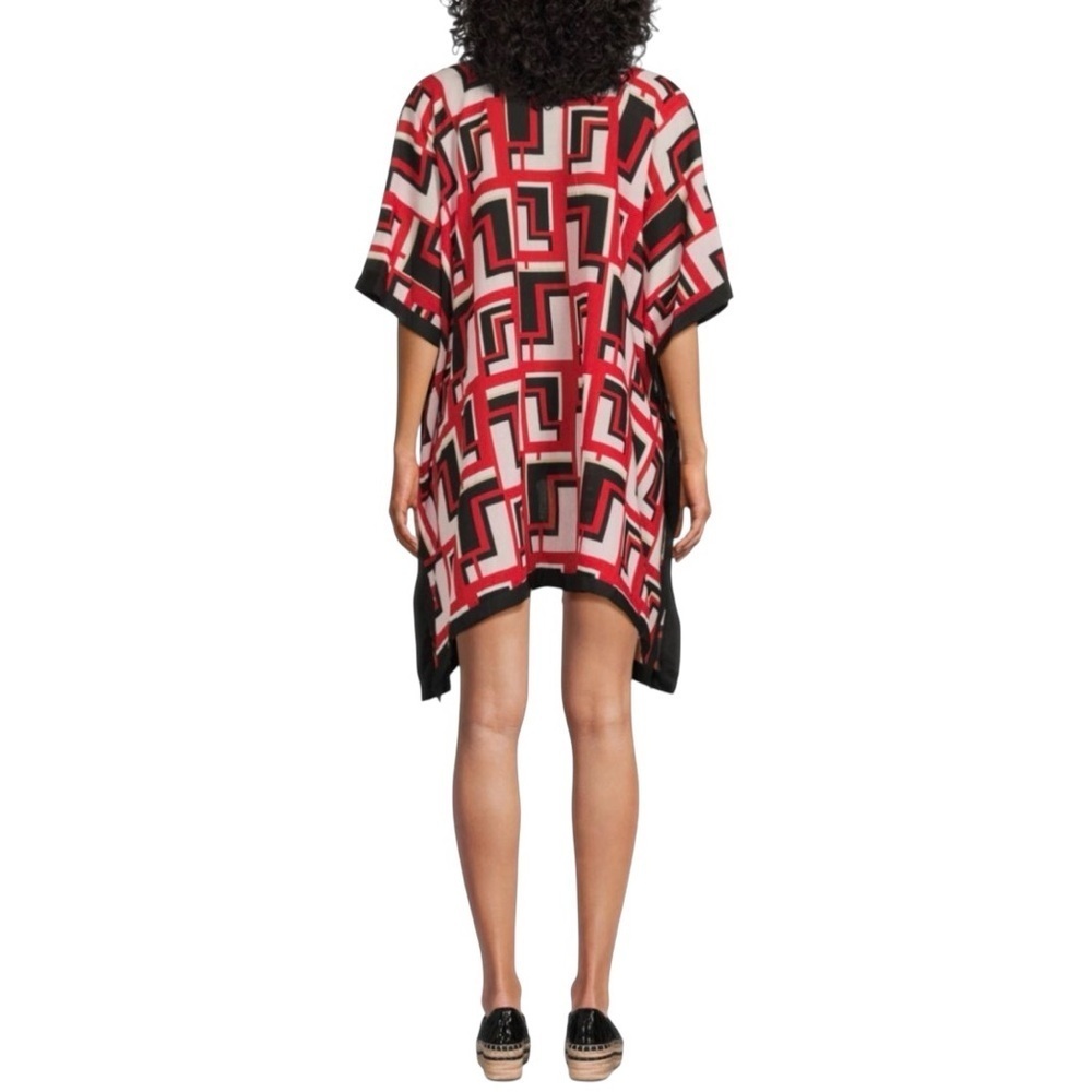 Karl Lagerfeld Paris Double L Colorblock Cover Up Red & Black NWT O/S - Picture 3 of 7